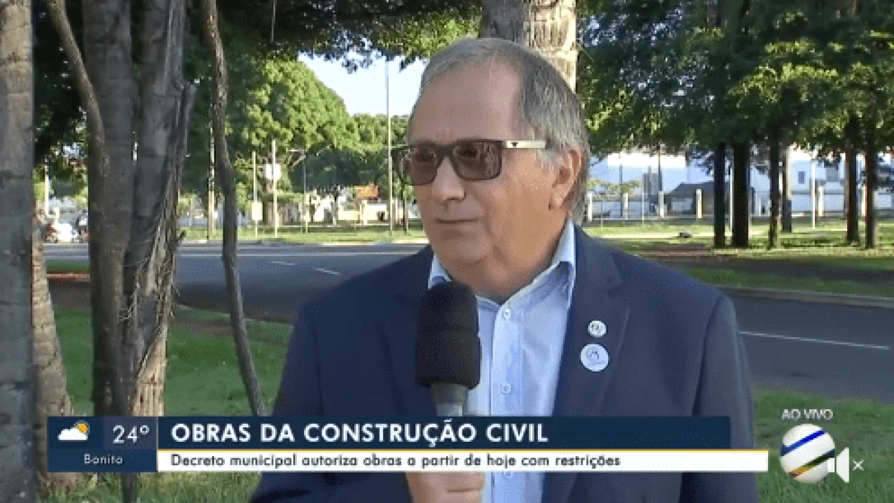 PRESIDENTE DA ACOMASUL FALA AO VIVO NO BDMS DA TV MORENA SOBRE REABERTURA DOS CANTEIROS DE OBRAS